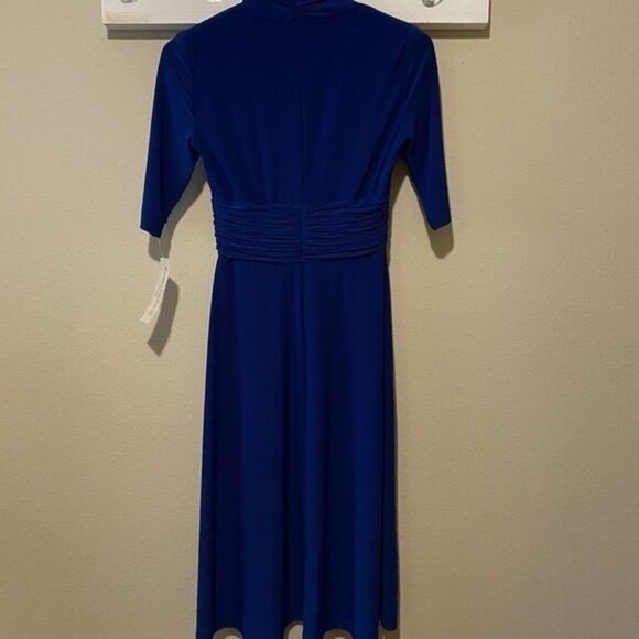 Evan Picone - blue pleated wrap dress - Picture 6 of 6